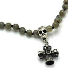Load image into Gallery viewer, Haven mala with Skull Guru Bead and Silver Dorje detail